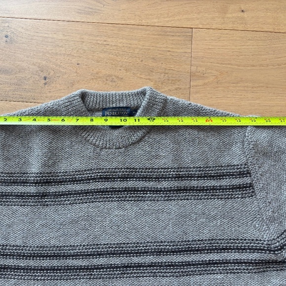Pendleton Gray Striped Crew Neck Sweater 50% Wool 50% Alpaca Men's Size XL - Picture 7 of 8